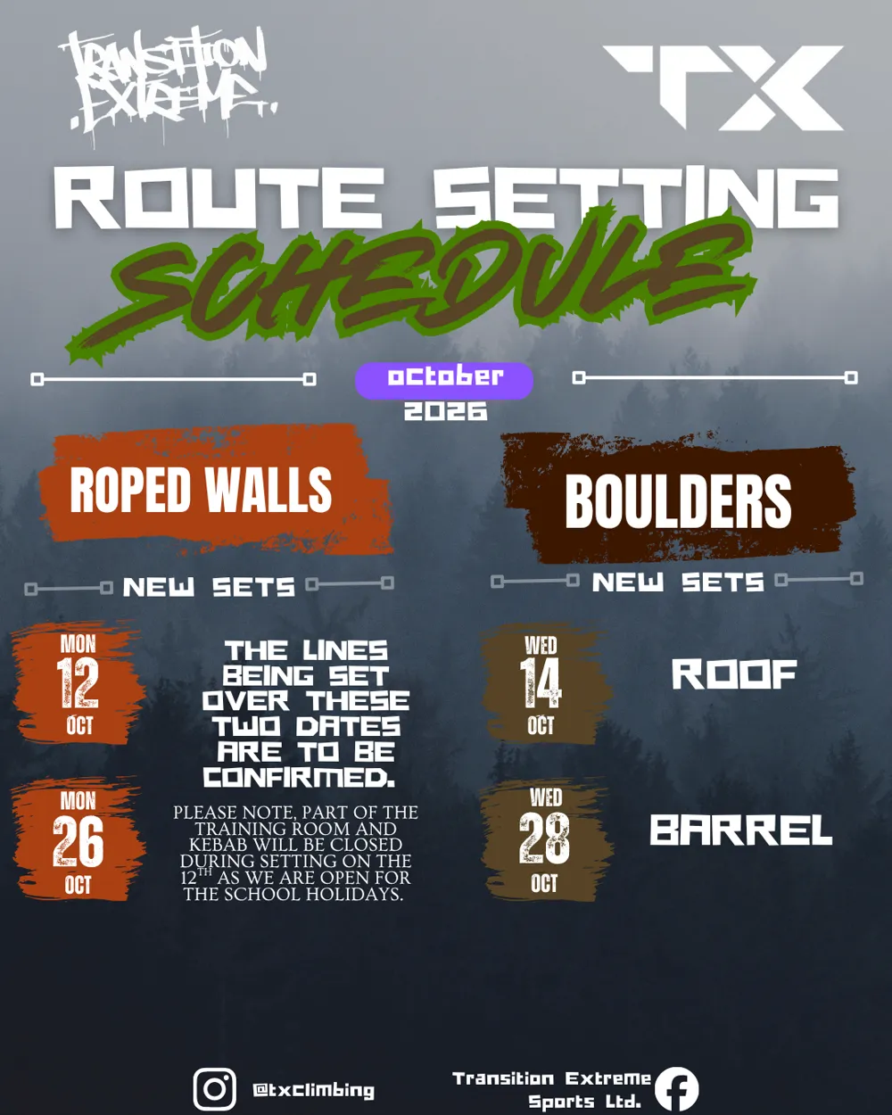 October Route Setting flyer